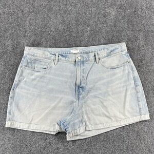 Good American Denim Shorts Womens 20 Blue Good 90s Mid Rise Relaxed Cut Off